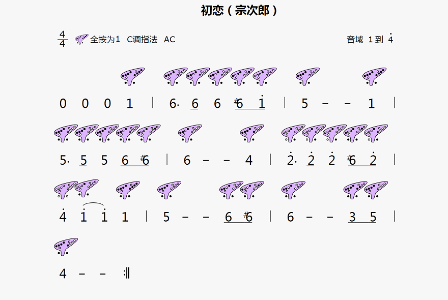《初恋》12孔简谱 《初恋》12孔简谱